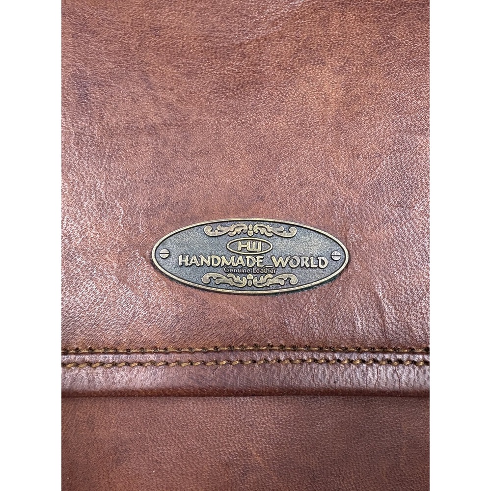 Handmade World Messenger Bag Large Brown Leather Vintage Laptop Satchel - Picture 4 of 16